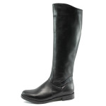 Черни дамски ботуши, естествена кожа - всекидневни обувки за есента и зимата N 10007538