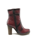Винени дамски боти, естествена кожа - всекидневни обувки за есента и зимата N 10007593