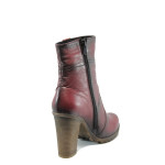 Винени дамски боти, естествена кожа - всекидневни обувки за есента и зимата N 10007593
