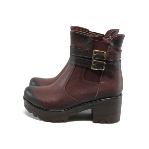 Винени дамски боти, здрава еко-кожа - всекидневни обувки за есента и зимата N 10007662
