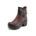 Винени дамски боти, здрава еко-кожа - всекидневни обувки за есента и зимата N 10007662