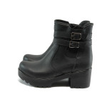 Черни дамски боти, здрава еко-кожа - всекидневни обувки за есента и зимата N 10007661
