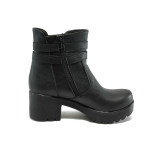 Черни дамски боти, здрава еко-кожа - всекидневни обувки за есента и зимата N 10007661