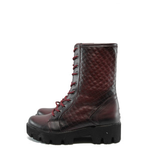 Винени дамски боти, здрава еко-кожа - ежедневни обувки за есента и зимата N 10007658