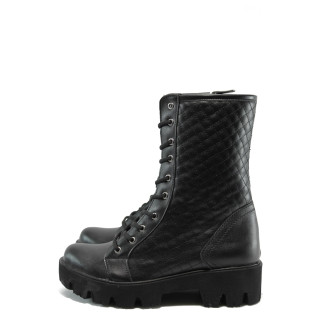 Черни дамски боти, здрава еко-кожа - ежедневни обувки за есента и зимата N 10007657
