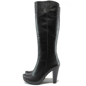 Черни дамски ботуши, здрава еко-кожа - елегантни обувки за есента и зимата N 10007655