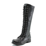 Черни дамски ботуши, лачена еко кожа - ежедневни обувки за есента и зимата N 10007667