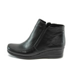 Черни дамски боти, естествена кожа - ежедневни обувки за есента и зимата N 10007668