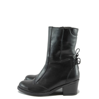 Анатомични черни дамски боти, естествена кожа - всекидневни обувки за есента и зимата N 10007725