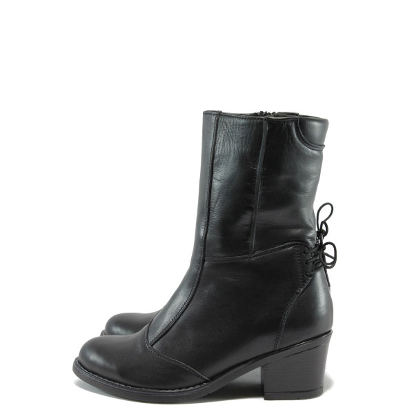 Анатомични черни дамски боти, естествена кожа - всекидневни обувки за есента и зимата N 10007725