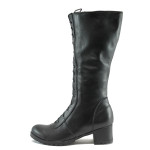 Черни дамски ботуши, естествена кожа - всекидневни обувки за есента и зимата N 10007767