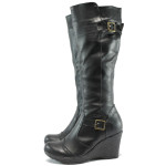 Черни дамски ботуши, естествена кожа - всекидневни обувки за есента и зимата N 10007768