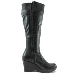 Черни дамски ботуши, естествена кожа - всекидневни обувки за есента и зимата N 10007768