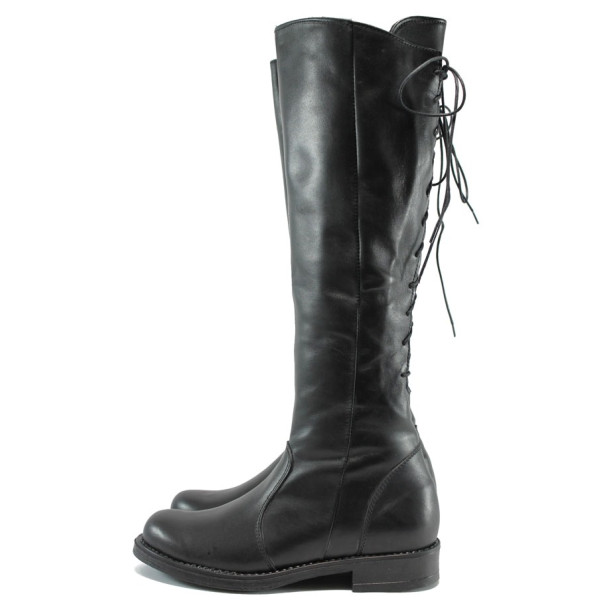 Черни дамски ботуши, естествена кожа - всекидневни обувки за есента и зимата N 10007769
