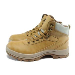 Жълти юношески боти, здрава еко-кожа - всекидневни обувки за есента и зимата N 10007810