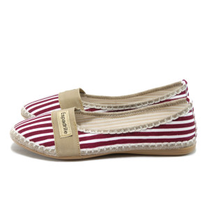 Текстилни дамски обувки тип еспадрили - червено райе
