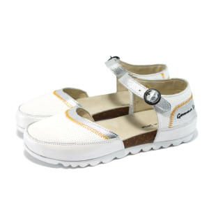 Ортопедични бели дамски обувки - естествена кожа