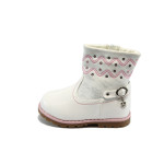 Бели детски ботушки, здрава еко-кожа - ежедневни обувки за есента и зимата N 10007757