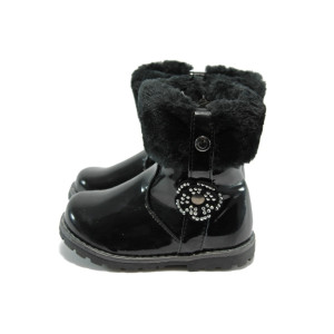 Черни детски ботушки, здрава еко-кожа - ежедневни обувки за есента и зимата N 10007758
