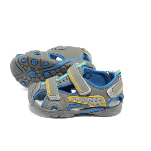 Сиви бебешки сандали с лепенка