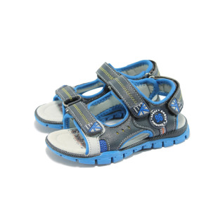 Сини детски сандали с лепенка