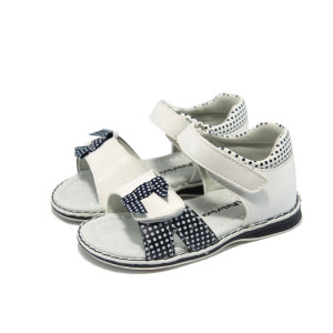 Анатомични бебешки сандали - бели на точки