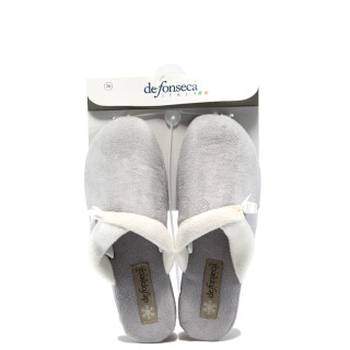 Сиви дамски чехли, текстилна материя - ежедневни обувки за целогодишно ползване N 10007504