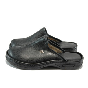 Черни мъжки чехли, здрава еко-кожа 10007763