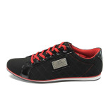 Черни спортни мъжки обувки с червени връзки