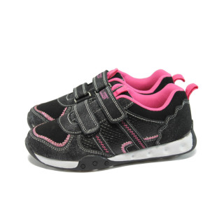 Черни детски маратонки, здрава еко-кожа - спортни обувки за пролетта и лятото N 100022994