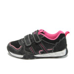Черни детски маратонки, здрава еко-кожа - спортни обувки за пролетта и лятото N 100022994