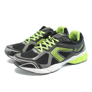 Черни летни мъжки маратонки със зелени връзки БР 6237 черенKP