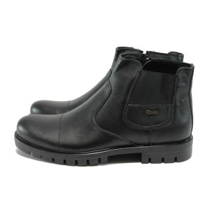 Анатомични черни мъжки боти, естествен набук - всекидневни обувки за есента и зимата N 10007698