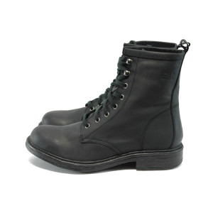 Черни мъжки боти, естествена кожа - всекидневни обувки за есента и зимата N 10007316