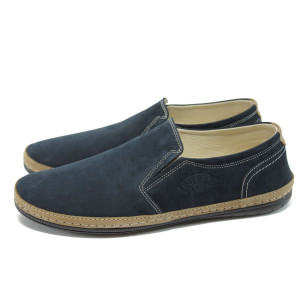 Сини мъжки обувки - анатомични, от естествен набук