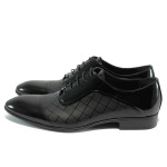Официални черни мъжки обувки  - анатомични ФН 515 черен лакKP