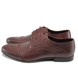 Стилни мъжки обувки в цвят бордо, естествена кожа КО 113 бордоKP