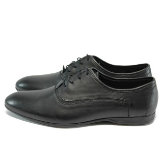 Черни мъжки обувки с връзки, естествена кожа КО 63 черна кожаKP