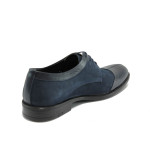 Сини мъжки обувки от естествена кожа - набук
