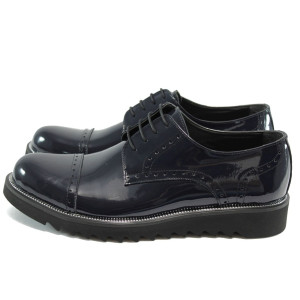 Сини мъжки обувки с грайфер, от естествена кожа