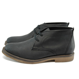 Черни мъжки боти тип кларкове, от естествена кожа