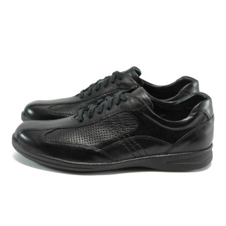 Анатомични черни мъжки спортни обувки, естествена кожа - всекидневни обувки за есента и зимата N 10007327