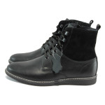Черни мъжки боти, естествена кожа - всекидневни обувки за есента и зимата N 10007320