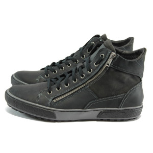 Анатомични черни мъжки боти, естествена кожа - спортни кецове за есента и зимата N 10007326