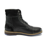 Черни мъжки боти, естествена кожа - всекидневни обувки за есента и зимата N 10007319