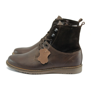 Черни мъжки боти, естествена кожа - всекидневни обувки за есента и зимата N 10007476