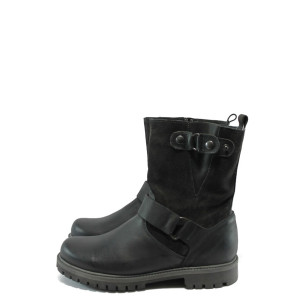 Черни мъжки боти, естествена кожа и естествена велурена кожа - всекидневни обувки за есента и зимата N 10007641