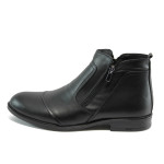 Черни мъжки боти, естествена кожа - официални обувки за есента и зимата N 10007652