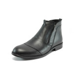 Черни мъжки боти, естествена кожа - официални обувки за есента и зимата N 10007652
