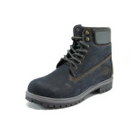 Сини мъжки боти, естествен набук - спортни обувки за есента и зимата N 10007653